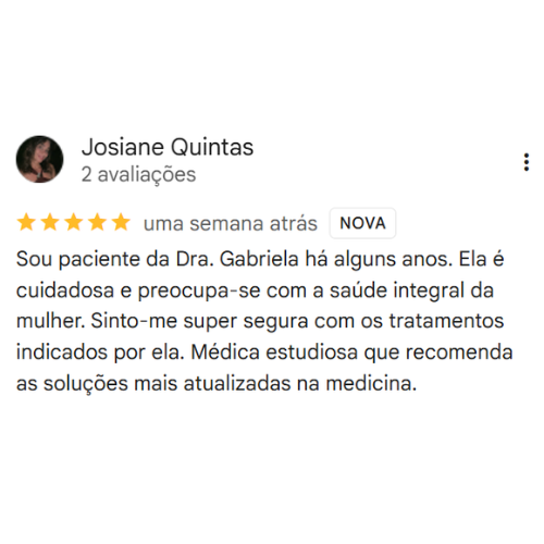 Depoimento Google do consultório da Dra. Gabriela Laboissiere