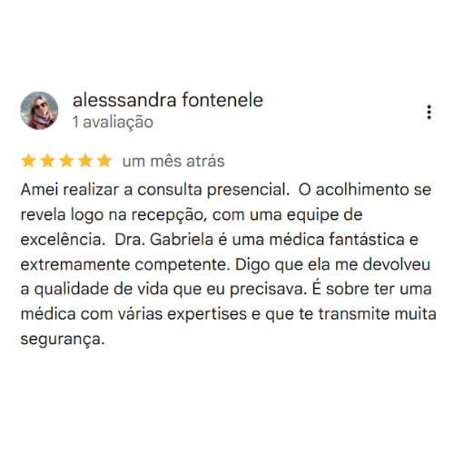 Depoimento Google do consultório da Dra. Gabriela Laboissiere